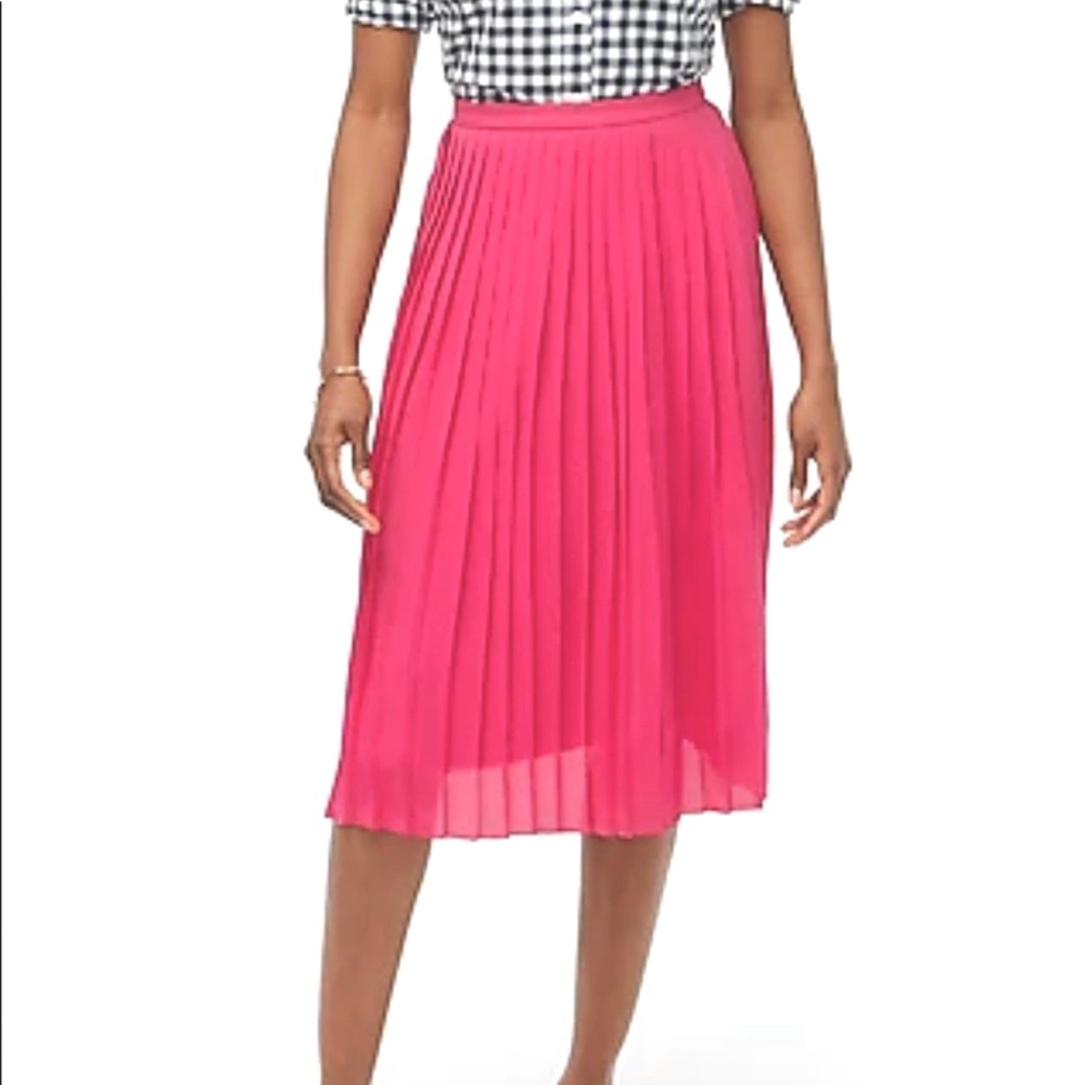 NWOT J. Crew Hot Pink Pleated Midi (2) 💕